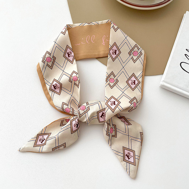 Color caqui desnudo larga bufanda pequeña bolsa de corbata de pelo decorativo del todo fósforo de las mujeres con cinta de regalo de mano banda de pelo pequeña bufanda