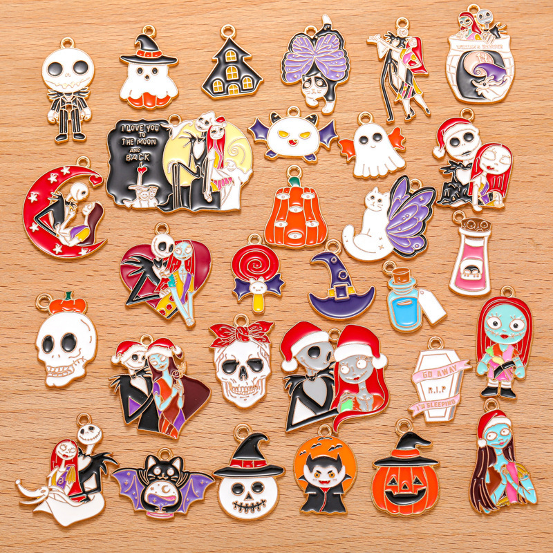 30 Halloween Ghost Festival Ghost Pumpkin Skull Funny Oil Drop Pendant DIY Alloy Jewelry Accessories W326 30 Halloween Ghost Festival Ghost Pumpkin Skull Funny Oil Drop Pendant DIY Alloy Jewelry Accessories W326