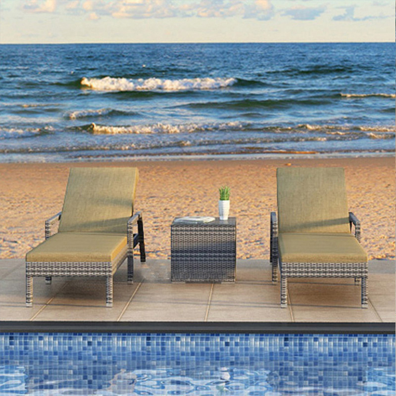 Outdoor Wicker Bed Leisure Balcony Wicker Chair Courtyard Daybed Villa Swimming Pool Daybed Wicker Beach Chair 