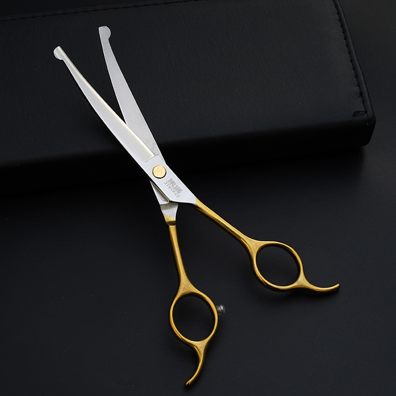Tijeras para mascotas de acero inoxidable para perros y gatos, tijeras planas de 7 pulgadas para el cuidado de perros y el recorte del pelo de mascotas.