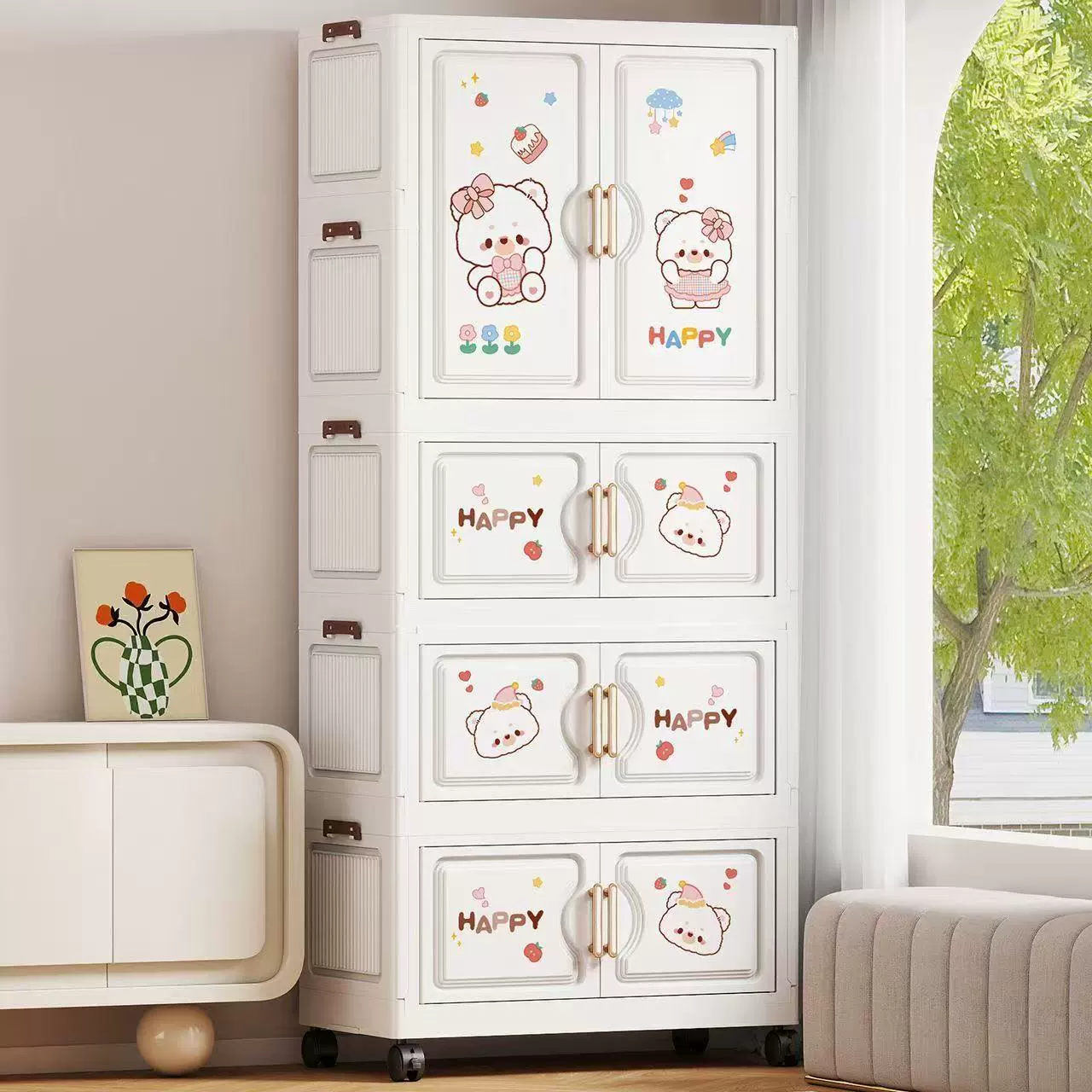 Children's cartoon overall, home foldable storage system
