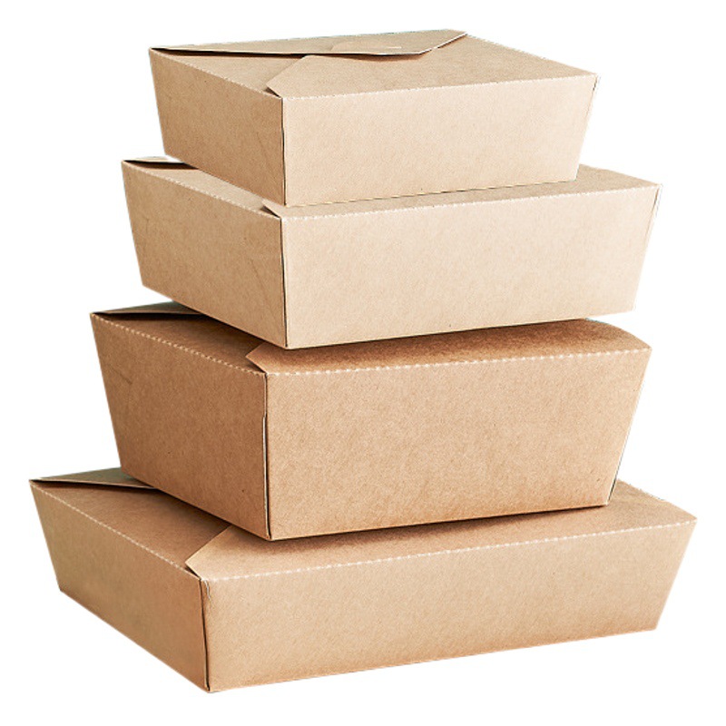 Caja de almuerzo de papel kraft al por mayor desechable para llevar caja de almuerzo de embalaje comida rápida comida ligera caja de ensalada barbacoa pollo frito caja de almuerzo frito