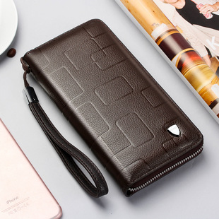 Fashionable Brand 2023 New Men's Wallet Classy Double Zipper Handbag Clutch Bag Men's Bag Clutch Wallet Long Genuine Leather