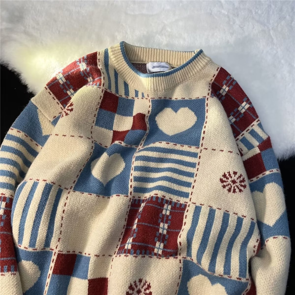 Suéter de cuello redondo para hombre otoño e invierno abrigo casual patrón de onda costura suéter de marca de moda 2023 nuevo suéter de punto