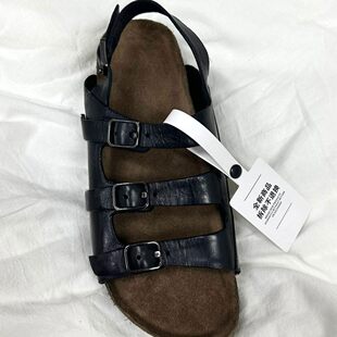Sheepskin version ~ Retro belt buckle genuine leather one-line sandals for women flat bottom versatile lazy slip-on Birkenstock shoes
