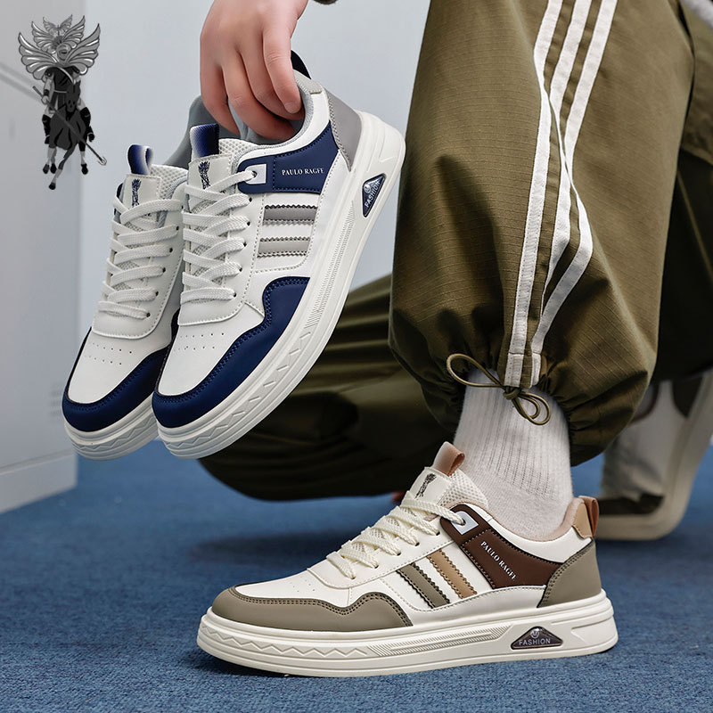 Versatile casual shoes for men, thick-soled leather sneakers, white shoes for boys, sports shoes for campus students, new autumn 2026 model