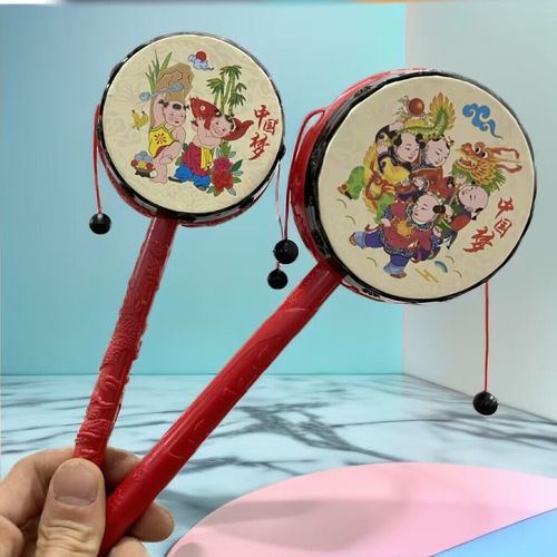 Rattle Baby Music Toy Early Education Toddler Cartoon Rattle Traditional Toy Plastic Wave Drum Toy Wholesale