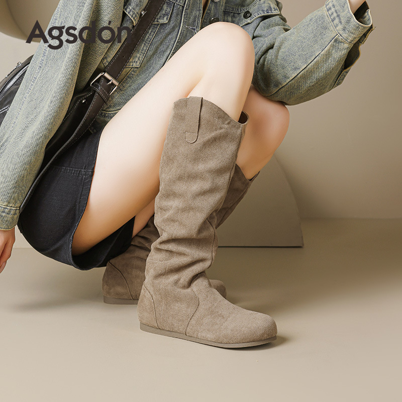 Botas de montaje de leones antiguas para mujeres 2025 nuevas botas de invierno Meirard pliegue Bocken no más altas que la rodilla