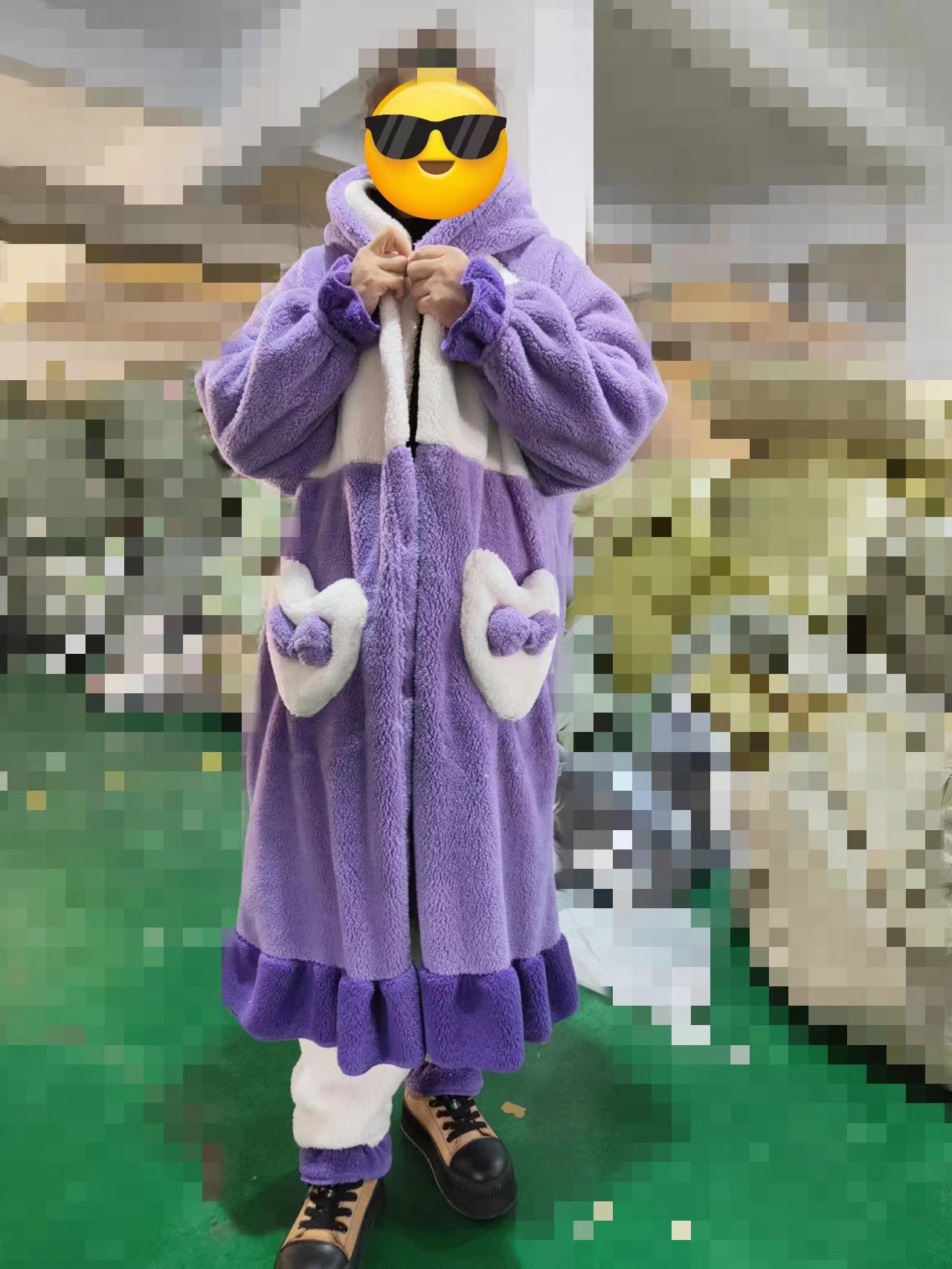 El otoño y el Invierno de lana coral franela lindo largo perro Pacha pijamas Las Mujeres camisón engrosada homewear se puede usar fuera