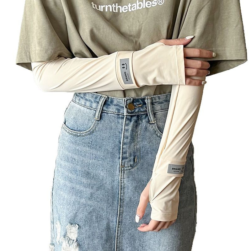 Mangas de hielo, mangas de seda de hielo, guantes de protección solar para mujeres, mangas de hielo, protectores de brazos anti-ultravioleta, brazaletes de manga de hielo para montar