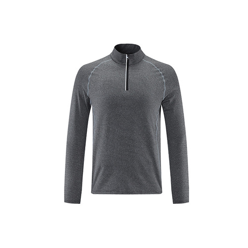 Quick-dry Pro Muscle Cross-border Long-sleeve T-shirt for Men, Stand-up Collar, Solid Color, Reflective Strips, Sports Fitness Basketball Soccer Wear