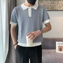 外贸热卖夏季撞色衫男短袖新款韩版潮流痞帅百搭休闲时尚青年翻领