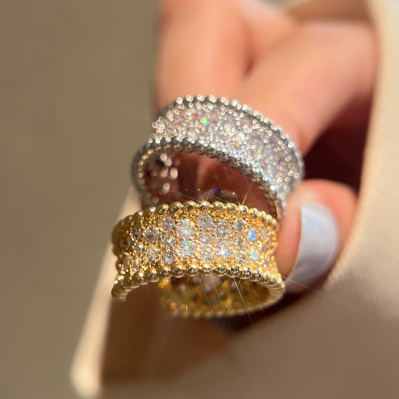 Simple Style Geometric Silver Plated Inlay Zircon Womenu0027S Open Ring 1 Piece