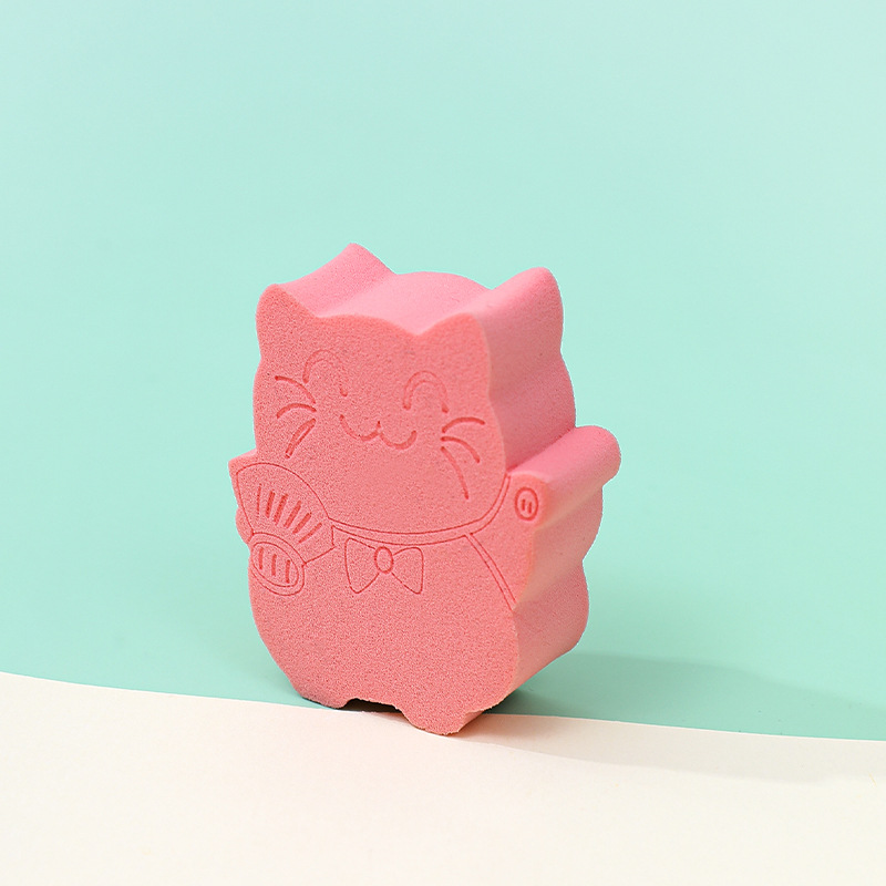 Customizado para atraer dinero gato polvo plano cojín de aire animado animal no comer polvo plano galletas de polvo húmedo doble uso huevo de maquillaje