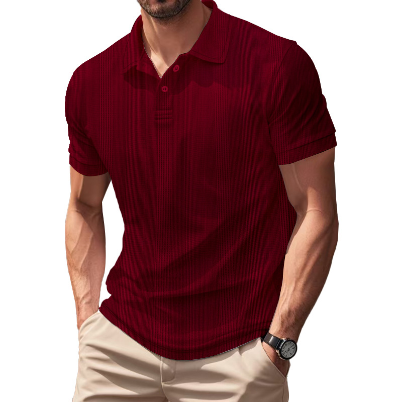 Camisas de polo europeas y americanas transfronterizas de verano de golf masculinas sueltas con solapas transpirables, mangas cortas