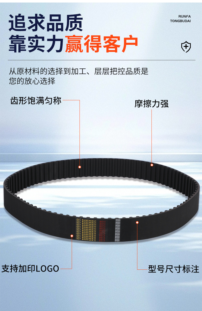 XH toothed rubber synchronous belt, trapezoidal tooth transmission belt, textile printing and packaging machinery single-sided toothed industrial synchronous belt