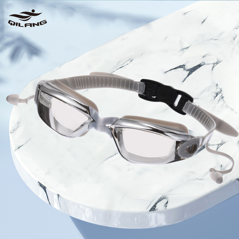 Gafas de Buceo y Natación con Tapones Integrados de PC Electrochapado Impermeable Antivaho Unisex image 7