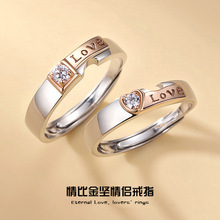 s925纯银情比金坚情侣戒指男女ins一对镀18k金网红2022年新款批发