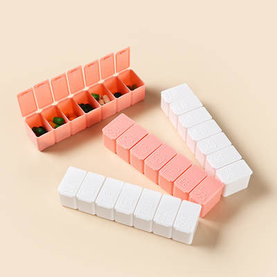 Wholesale portable weekly seven-cell pill box Braille strip sub-packing storage box creative 7 days independent lid pills