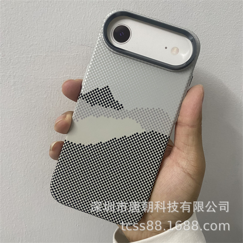 LUXO磁吸水贴硬壳适用iPhone17air碳纤纹手机壳凯夫拉纹pc壳男女