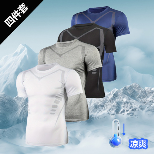 Summer sports short-sleeve fitness top running quick-dry breathable backless T-shirt sweat-absorbent tight fit high elasticity training long-sleeve shirt