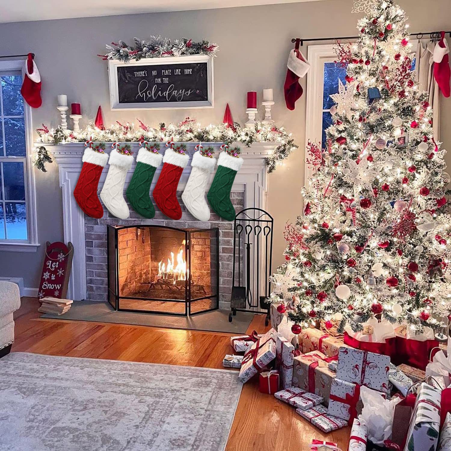 Amazon Navidad lana de punto de peluche de Navidad calcetines de Navidad Regalo De vacaciones Calcetines niños Regalo De vacaciones bolsa de decoración