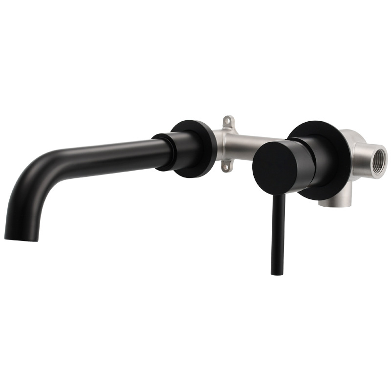 Montado en la pared de acero inoxidable cuenca caliente y fría del grifo oculta grifo lavabo de lavado de manos incrustado grifo