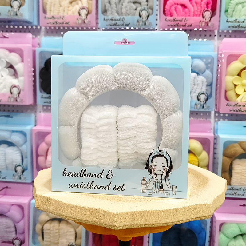 Nueva esponja de lavado de cara de Amazon, diadema de nubes, maquillaje de belleza, diadema de todo fósforo, diadema, horquilla, juego de caja de regalo
