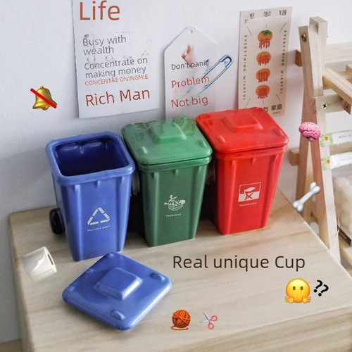 Creative Trash Can Cup Ceramic Drinking Mug Gift Birthday Gift for Best Friend Funny Red Cup Ceramic Cup