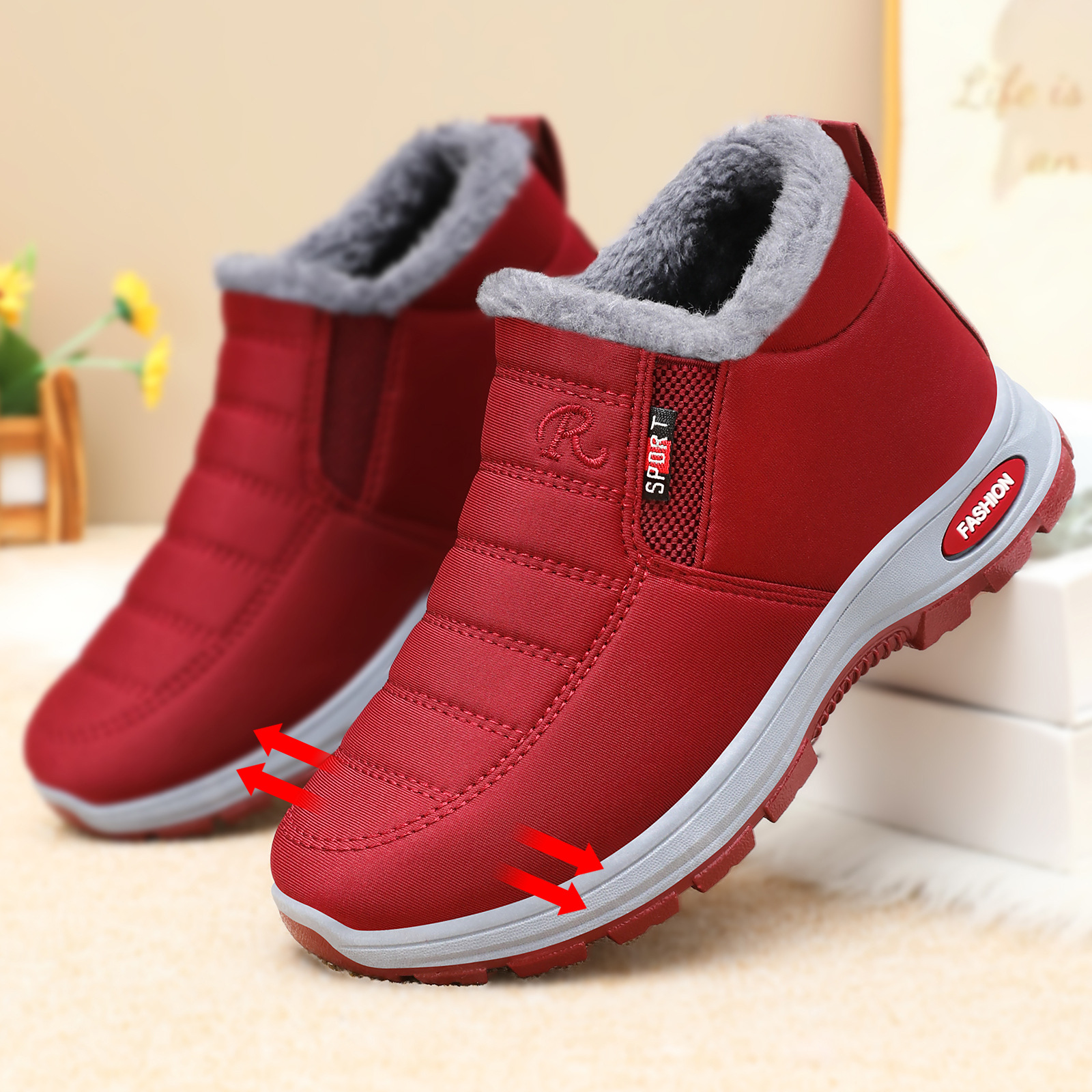 Zapatos de algodón para hombre para invierno, botas para hombre con envío directo transfronterizo, botas de algodón para parejas de talla grande, botas cortas gruesas con forro polar, botas de nieve con suela gruesa.