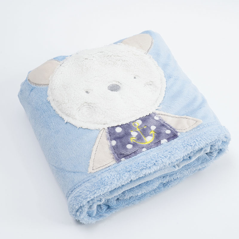 Manta de bebé de dibujos animados transfronteriza, manta de oso de peluche para otoño e invierno, manta cálida de gran tamaño con bordado de patchwork.