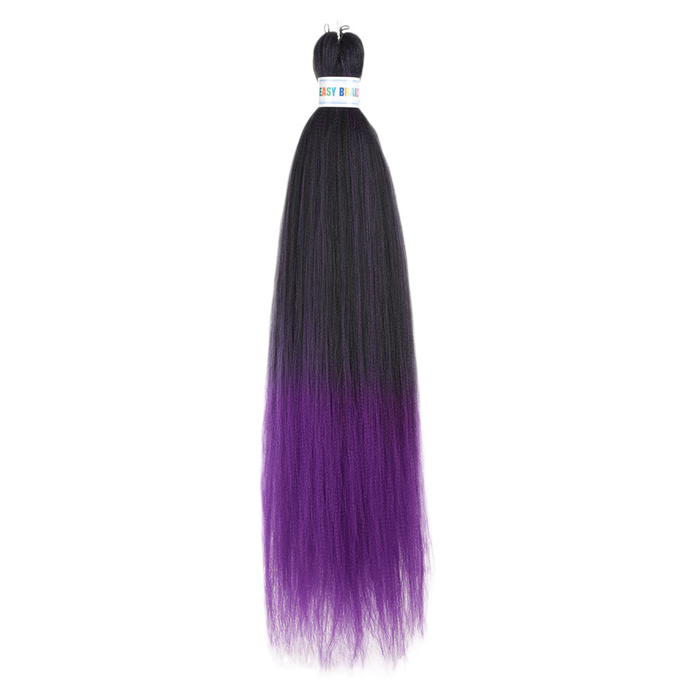 Trenzas fáciles de hacer de 26 pulgadas, cabello sintético colorido, trenzas grandes EZ, fibra sintética de baja temperatura, color degradado, cabello largo y liso.