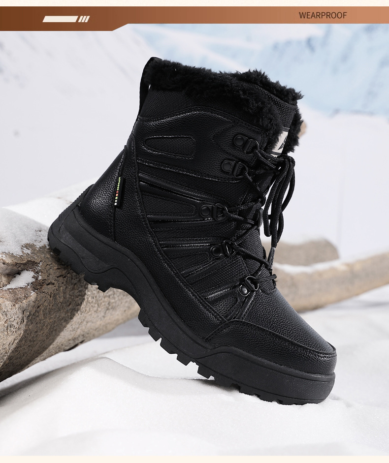 Winter Snow Boots, Plush Warm Cotton Shoes, Wear-resistant And Windproof Sports, Outdoor Hiking Shoes, High Top Women's Boots, Cross-border Plus Size_voghion.com