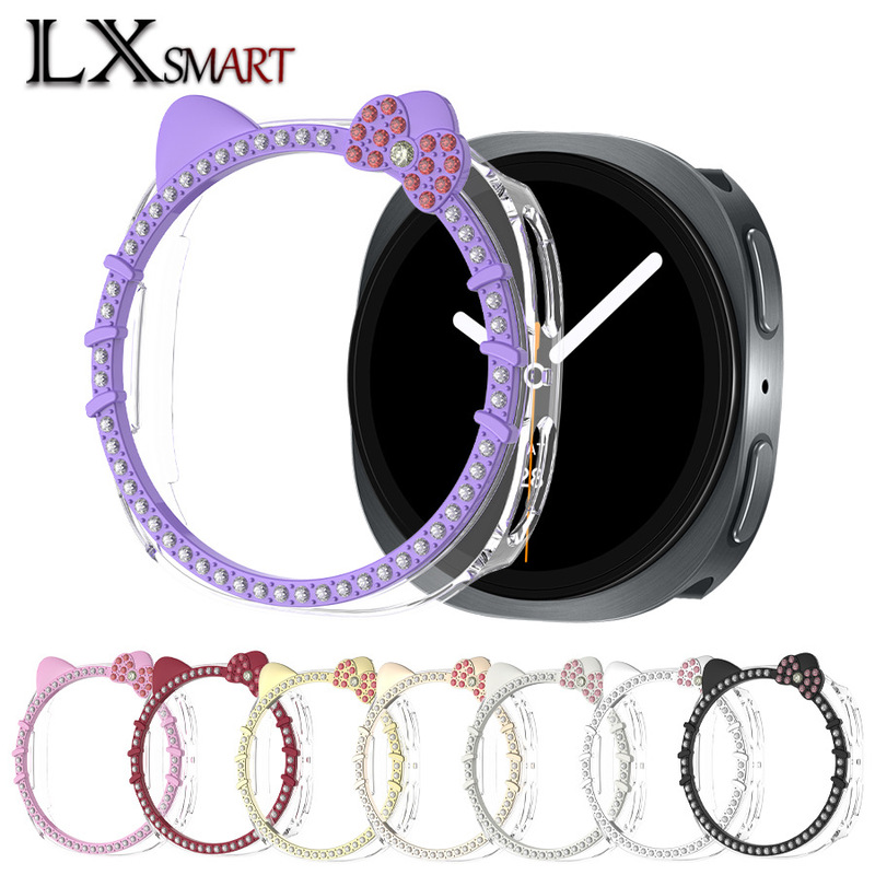 Suitable for Samsung Galaxy Watch8 Pc Cute Kt Cat Diamond Protective Case Watch8 Smart Watch Case