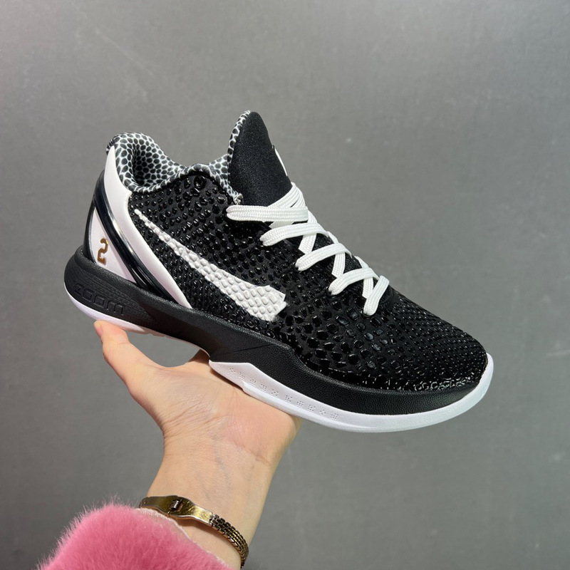 Putian Pure Original Kobe 6 Black and White Angel Practical Basketball Shoes Air Cushion Cushioning Black Mamba Outdoor Casual Sports Shoes