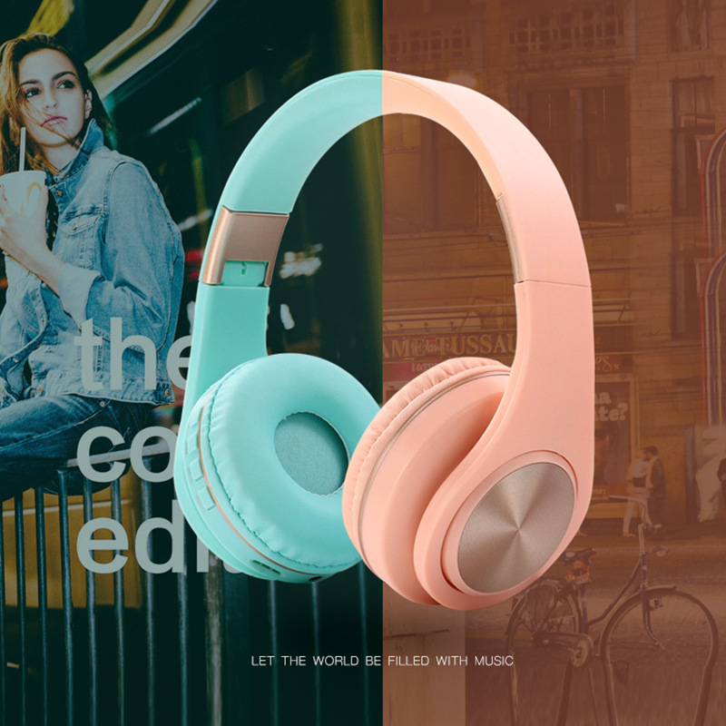 Nueva transmisión en vivo auriculares Bluetooth auriculares macaron chica música estéreo tarjeta inalámbrica auriculares Bluetooth