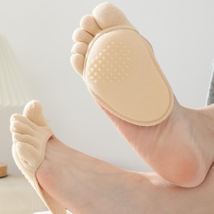 Invisible high-heeled shoes mat half palm five-toe socks five-finger socks thin black skin gray sweat-absorbent anti-wear open-toe fish mouth