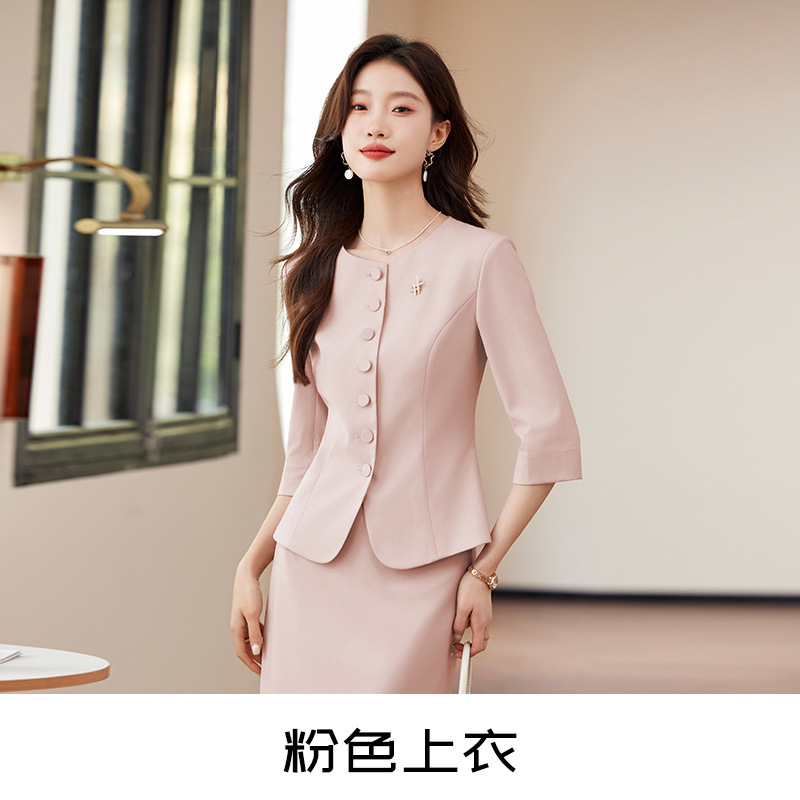 职业西装套装裙子女两件套春夏季高级感酒店前台工装美容院工作服|undefined