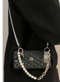 Simple y elegante patrón de rombos para iphone16ProMax perla diagonal 14 Apple 15 funda para teléfono móvil 13 mujer 16