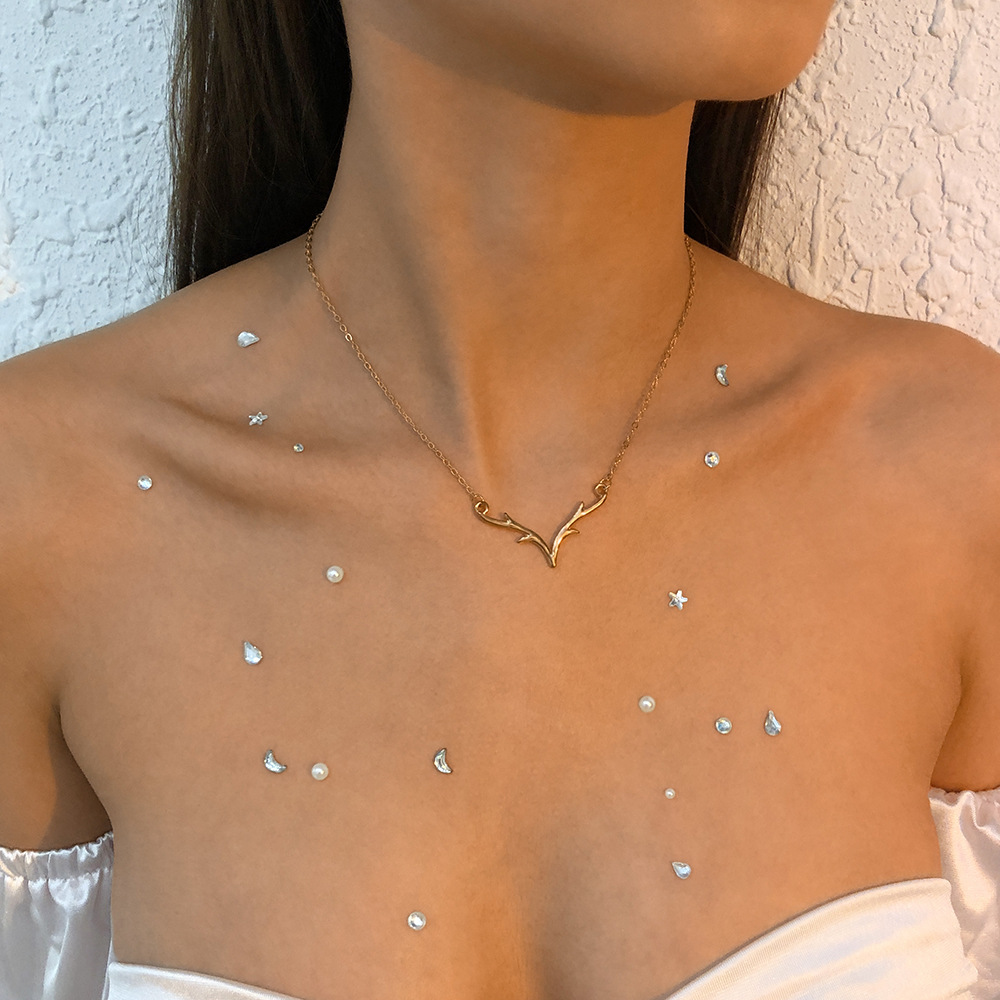 Fashion single-layer thin chain necklace simple fashion antler necklace