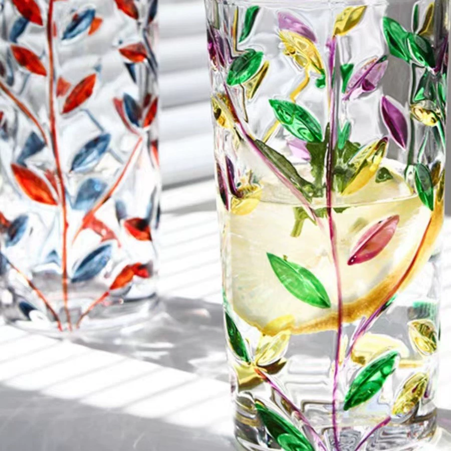 Painted summer rainbow water glass