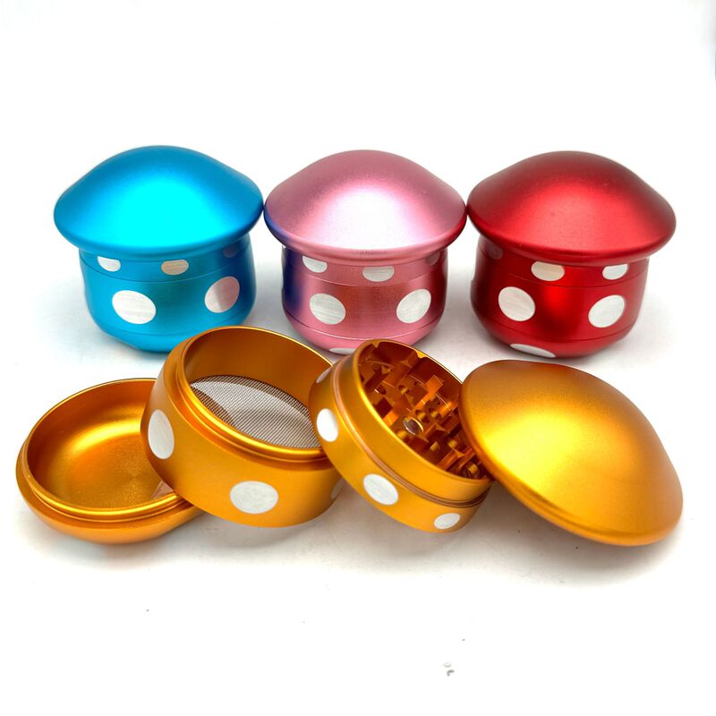 Aluminum Alloy Mushroom Grinder Metal Multi-Color Mushroom Tooth Four-Layer Tobacco Grinder Grinder