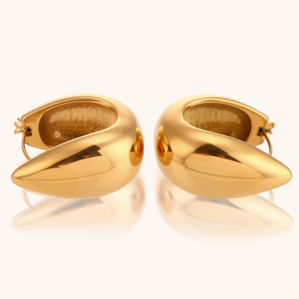 1 Pair Lady Simple Style Irregular Polishing Plating Stainless Steel 18K Gold Plated Hoop Earrings display picture 5