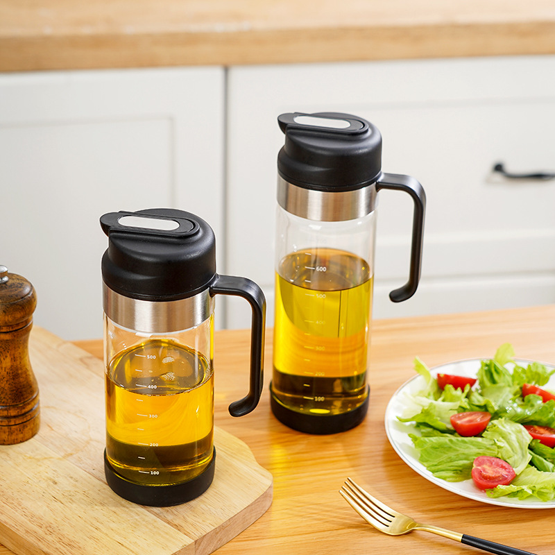 Olla de aceite de apertura y cierre automático, vidrio de gran capacidad, resistente al calor, gravedad, autoapertura, cocina, salsa de soja, vinagre, botella de condimento, botella de aceite, control de aceite