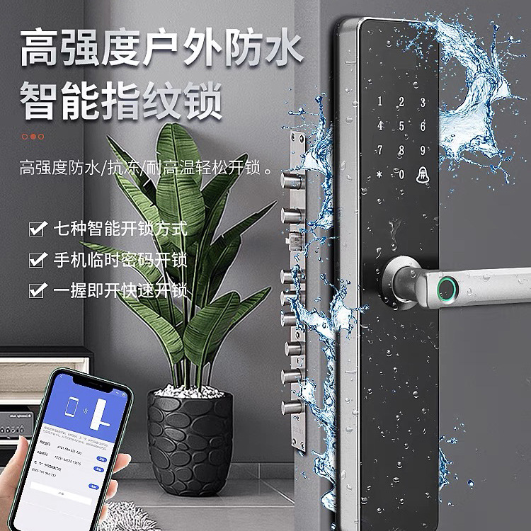304 acero inoxidable doble cara huella digital cerradura al aire libre impermeable cerradura inteligente a prueba de lluvia al aire libre protección solar humedad anticongelante