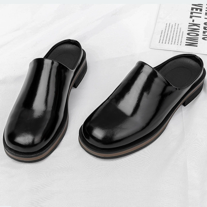 Модные повседневные туфли на толстой подошве в британском стиле из мягкой кожи, классические универсальные мюли с закрытым носком в стиле ретро 55808