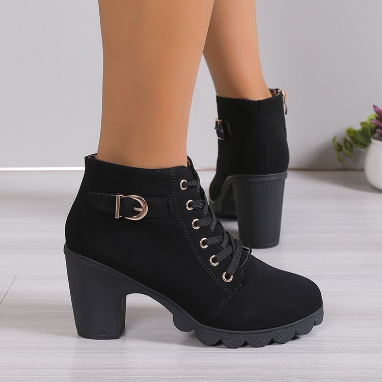 Comercio exterior botas de tacón alto de gran tamaño botas clásicas de mujer moda coreana zapatos cálidos de mujer botas de tacón grueso