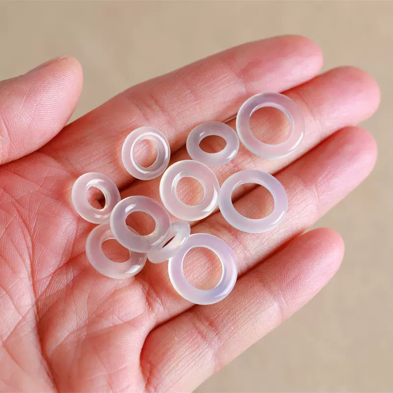 玛瑙白玉髓跑环线圈饰品 玉石DIY古风绳艺挂件压禁项链半成品批发