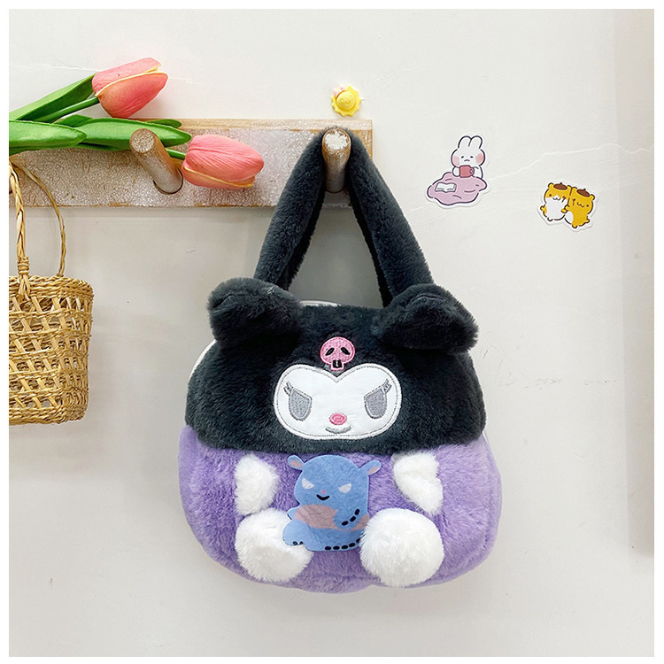 メーカー卸売ベルベットバッグ玩具クロミ斜めショルダーバッグいちご熊ぬいぐるみ日系ハンドバッグサンリオ|undefined