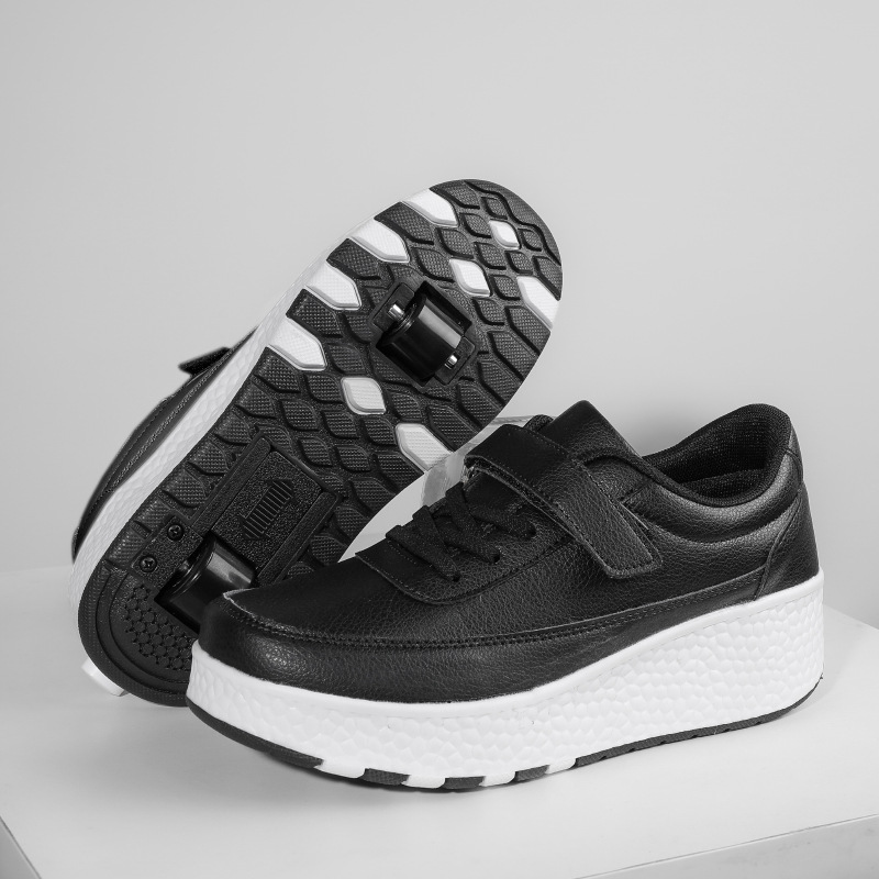 Children's flash shoes Boy Girl Adult Blast shoes two-wheel flying LACES wheels shoes Schoolgirl roller skates_voghion.com